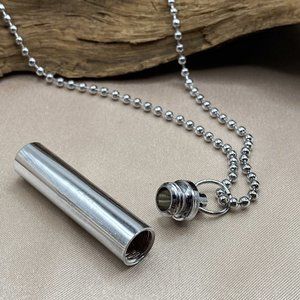 Plain Silver Cylinder Locket Necklace